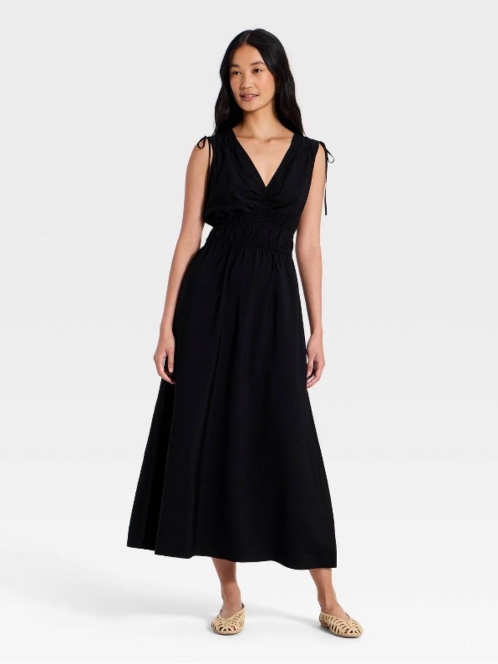 a new day Black Sleeveless V-Neck Midi Dress
